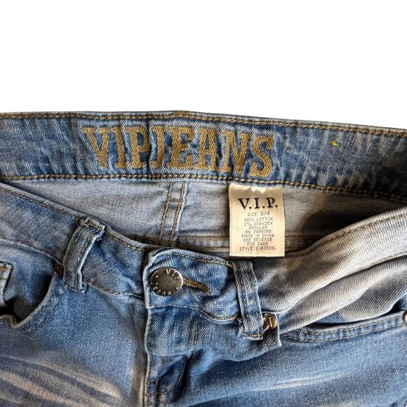 VIP Jeans Women 3 Distressed Destroyed Low Rise Skinny Stretch (W28 L27) - Picture 10 of 13